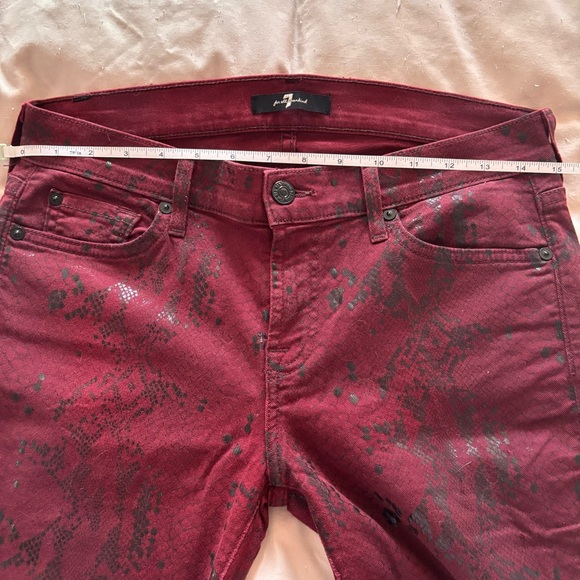 Seven For All Mankind Burgundy Metallic Snakeskin Stretch Skinny Jeans size 30 - Picture 9 of 13